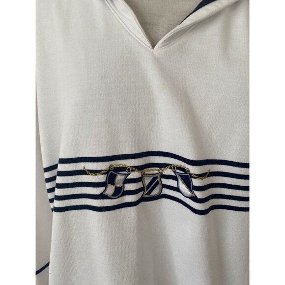 Needle & Threads Women's 3X Ivory/Navy Nautical Knit Top Long Sleeve - Picture 5 of 11